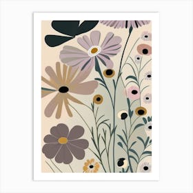 Cosmos Wildflower Modern Muted Colours Art Print