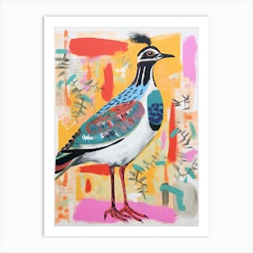 Colourful Bird Painting Lapwing 1 Art Print