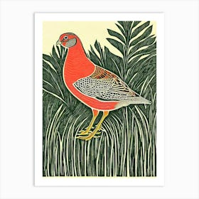 Partridge Linocut Bird Art Print