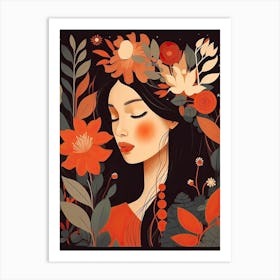 Bloom Body Woman Portrait Orange Tones 16 Art Print