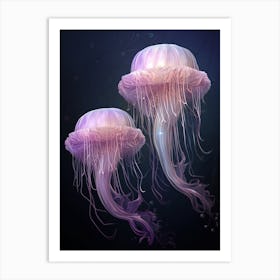 Lions Mane Jellyfish Neon Illustration 12 Art Print