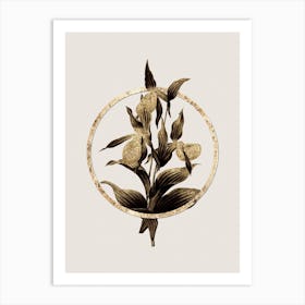 Gold Ring Sabot des Alpes Glitter Botanical Illustration Art Print