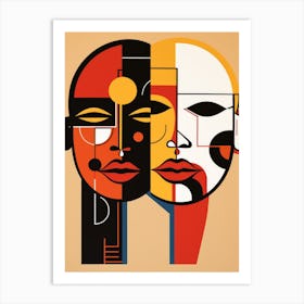 Abstract Portrait Of Two People Art Print