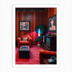 Retro Room With Red Carpet Art Print