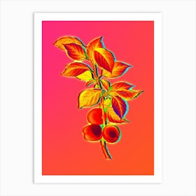 Neon Briancon Apricot Botanical in Hot Pink and Electric Blue n.0476 Art Print
