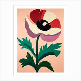 Cut Out Style Flower Art Anemone 3 Art Print