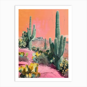 Retro Cactus Wonderland 2 Art Print