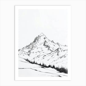 Mount Rainier Usa Line Drawing 4 Art Print