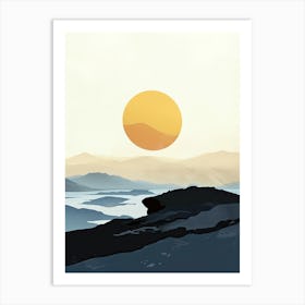 Sunset In The Mountains, Minimalism 5 Art Print