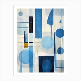 blue abstract geometric art Art Print