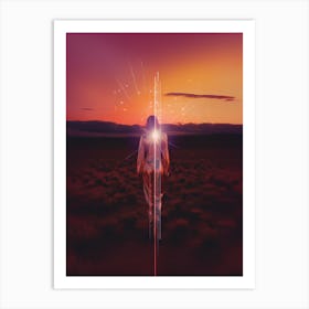 Woman roaming a cosmic desert 4 Art Print