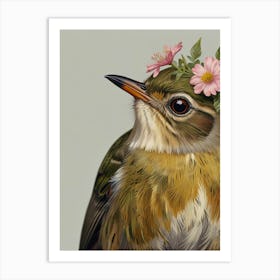 Bird With Flowers On Its Head 1 Art Print