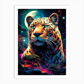 Leopard In The Night Sky Art Print