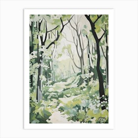 Grenn And White Trees In The Woods Painting 5 Art Print