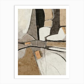 Beige Brown Modern Abstract 1 Art Print