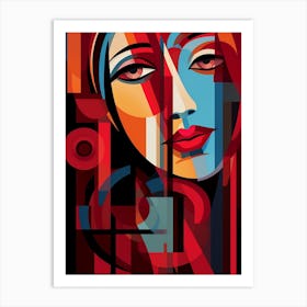 Cubist Abstract Geometric Lady Illustration 2 Art Print