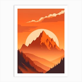 Misty Mountains Vertical Composition In Orange Tone 96 Art Print