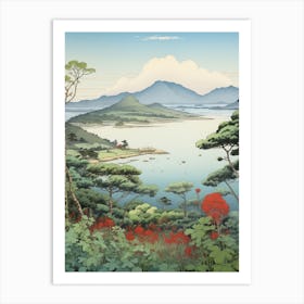 Amanohashidate In Kyoto, Ukiyo E Drawing 3 Art Print