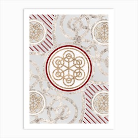 Geometric Abstract Glyph in Festive Gold Silver and Red n.0006 Art Print