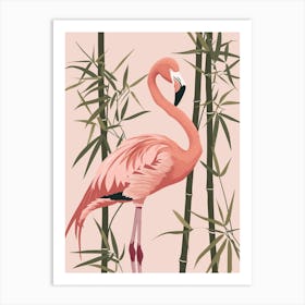 Chilean Flamingo Bamboo Minimalist Illustration 3 Art Print