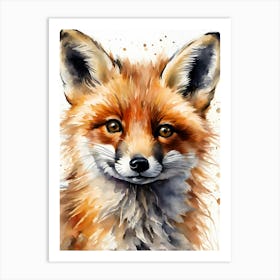 Fox Watercolor Painting Art Print