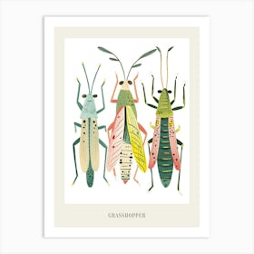 Colourful Insect Illustration Grasshopper 1 Poster Art Print