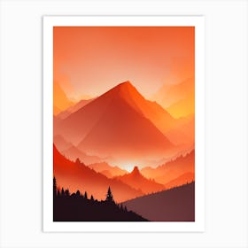 Misty Mountains Vertical Composition In Orange Tone 214 Art Print