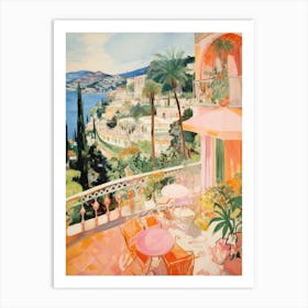 Taormina, Sicily   Italy Beach Club Lido Watercolour 4 Art Print