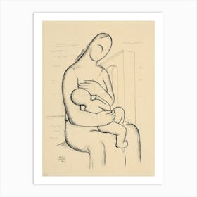 Breastfeeding Mother With Architecture In The Background, Mikuláš Galanda Art Print