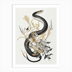 Grass Snake Gold And Black Art Print