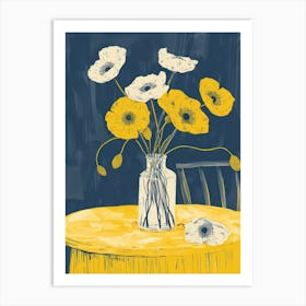 Poppy Flowers On A Table   Contemporary Illustration 4 Art Print