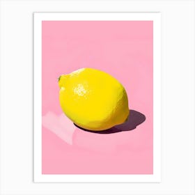 Lemon On A Pink Background 1 Art Print