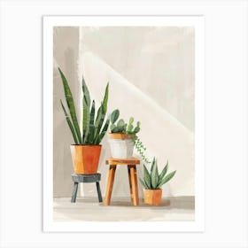 Cactus Plants In Pots Art Print