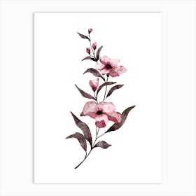 Watercolor Flowers On A White Background Art Print