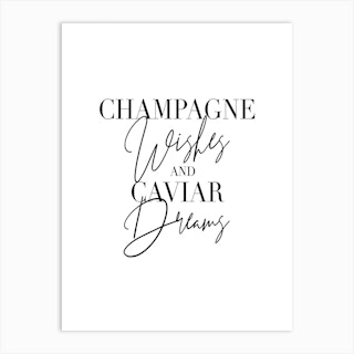 Coco Chanel I only drink Champagne Quote Art Print