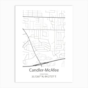 Candler Mcafee,United States Minimalist Map 1 Art Print