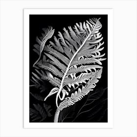 Ribbon Fern Linocut Art Print