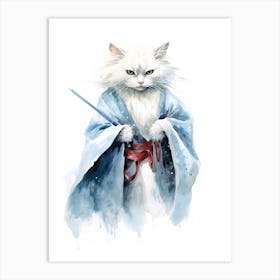 Turkish Angora Cat As A Jedi 1 Art Print