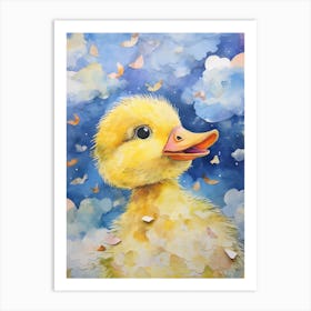 Duckling In The Clouds Watercolour 3 Art Print