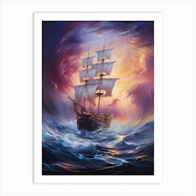 Ship In The Storm 1 Art Print