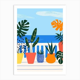 Tropical Plants On A Deck Art Print