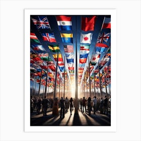 A Monumental Assembly Of Global Country Flags Arranged In A Harmonious Panorama Of Unity And Divers Art Print