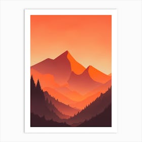 Misty Mountains Vertical Composition In Orange Tone 361 Art Print