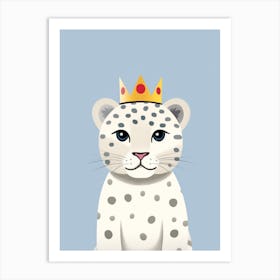 Little Snow Leopard 3 Wearing A Crown Art Print
