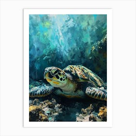 Sea Turtle On The Ocean Floor 2 Art Print