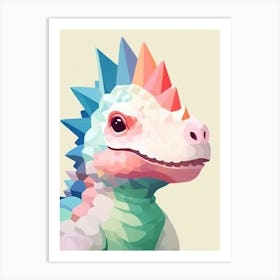 Colourful Dinosaur Pachycephalosaurus 1 Art Print