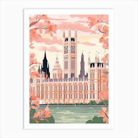 The Palace Of Westminster   London, England   Cute Botanical Illustration Travel 3 Art Print