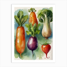 Watercolor Vegetables Art Print
