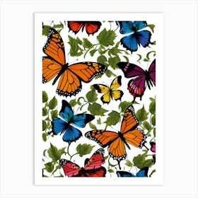 Seamless Pattern With Butterflies 4 Art Print