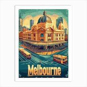 Aihrgdesign A Vintage Travel Poster Of Melbourne Art Print